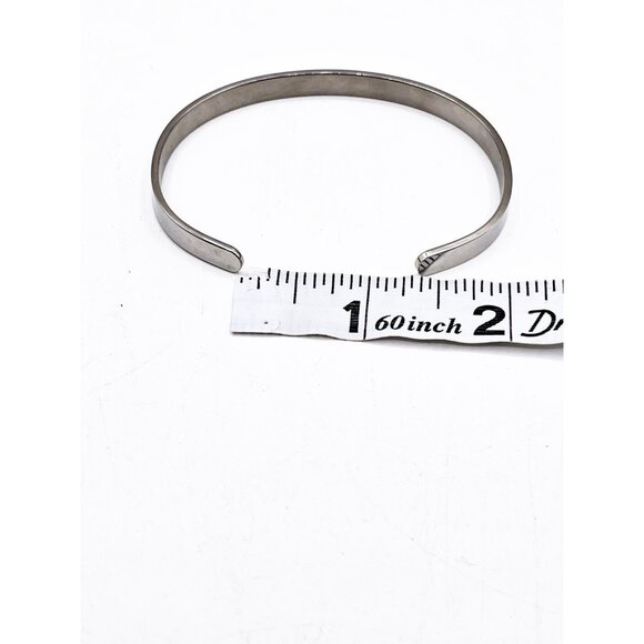 Laurent Cadieux Slim Silver Tone Cuff Bracelet Minimalist Unisex Open Bangle - Picture 5 of 9